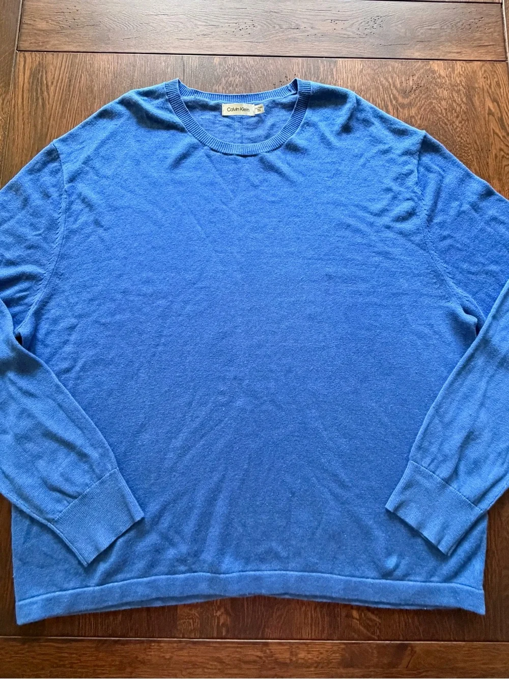 Calvin Klein Men's Royal Blue Linen Blend Crewneck Sweater XXL